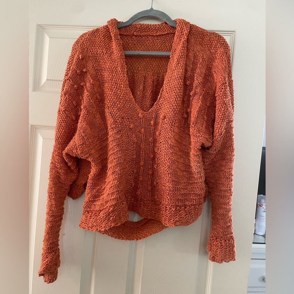 Cozy Orange Hand Knit Sweater